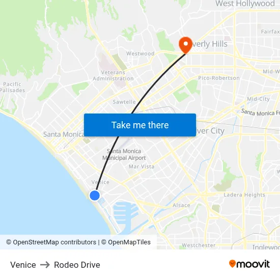 Venice to Rodeo Drive map