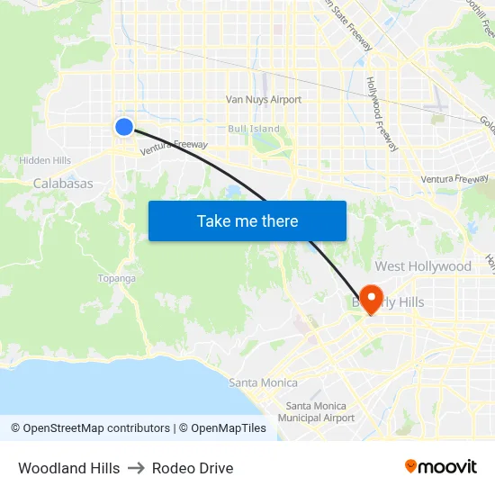 Woodland Hills to Rodeo Drive map