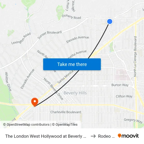 The London West Hollywood at Beverly Hills Hotel - Tesla to Rodeo Drive map