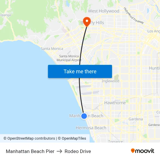 Manhattan Beach Pier to Rodeo Drive map