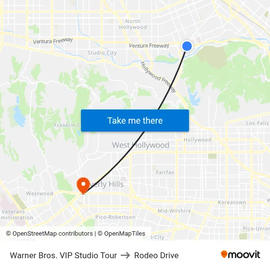 Warner Bros. VIP Studio Tour to Rodeo Drive map