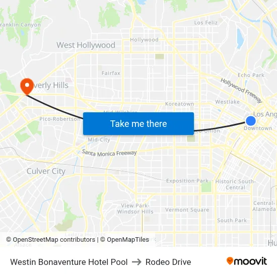 Westin Bonaventure Hotel Pool to Rodeo Drive map