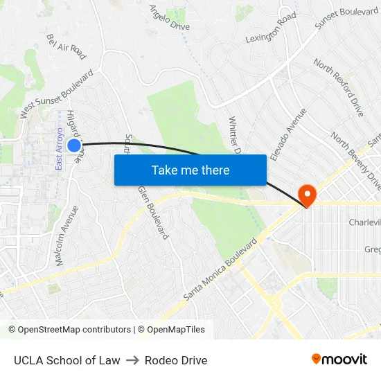 UCLA School of Law to Rodeo Drive map