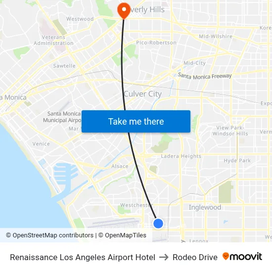Renaissance Los Angeles Airport Hotel to Rodeo Drive map