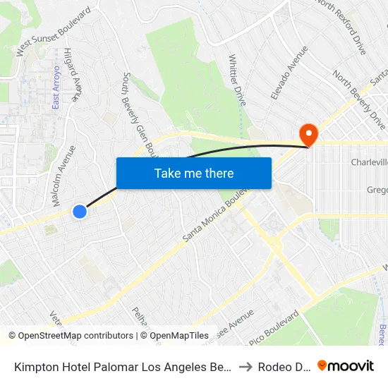 Kimpton Hotel Palomar Los Angeles Beverly Hills to Rodeo Drive map
