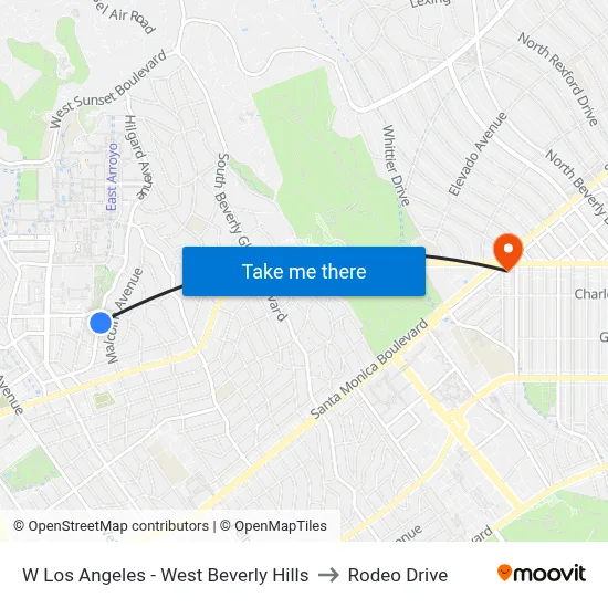 W Los Angeles - West Beverly Hills to Rodeo Drive map