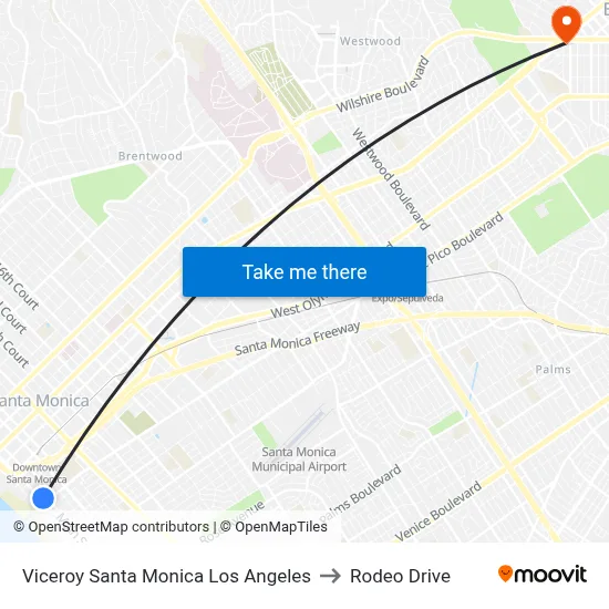 Viceroy Santa Monica Los Angeles to Rodeo Drive map