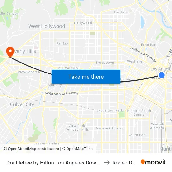 Doubletree by Hilton Los Angeles Downtown to Rodeo Drive map