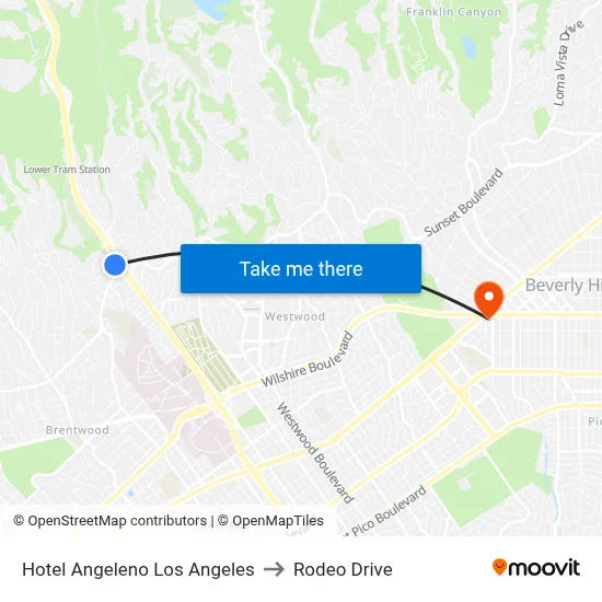 Hotel Angeleno Los Angeles to Rodeo Drive map