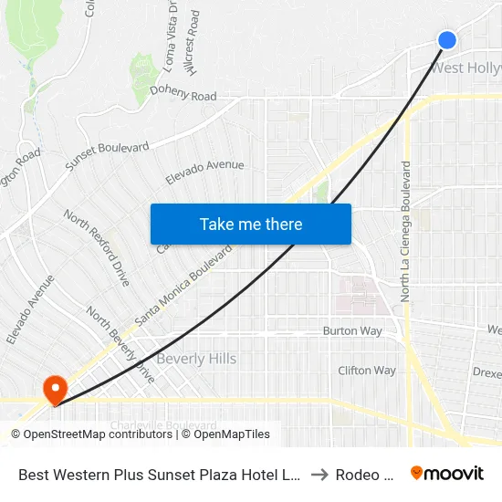 Best Western Plus Sunset Plaza Hotel Los Angeles to Rodeo Drive map