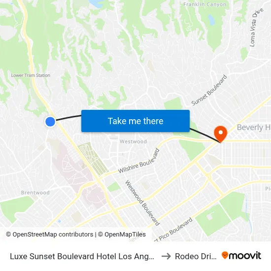 Luxe Sunset Boulevard Hotel Los Angeles to Rodeo Drive map