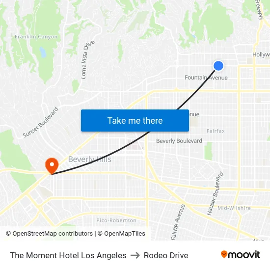 The Moment Hotel Los Angeles to Rodeo Drive map