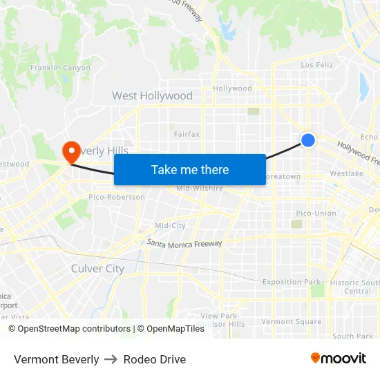 Vermont Beverly to Rodeo Drive map