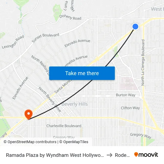 Ramada Plaza by Wyndham West Hollywood Hotel Suites Los Angeles to Rodeo Drive map