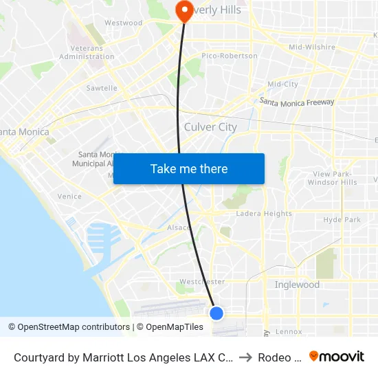 Courtyard by Marriott Los Angeles LAX Century Boulevard to Rodeo Drive map
