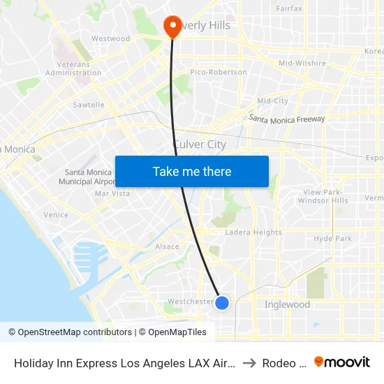 Holiday Inn Express Los Angeles LAX Airport an IHG Hotel to Rodeo Drive map