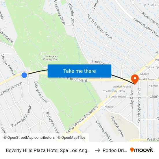 Beverly Hills Plaza Hotel Spa Los Angeles to Rodeo Drive map