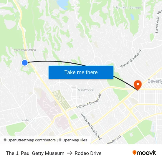 The J. Paul Getty Museum to Rodeo Drive map