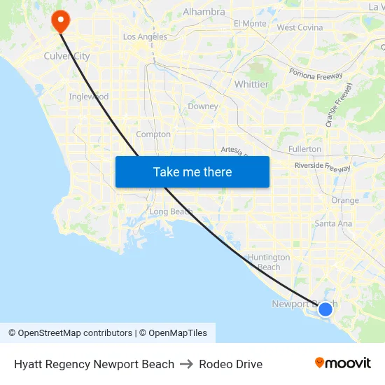 Hyatt Regency Newport Beach to Rodeo Drive map