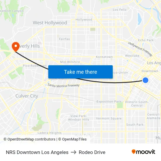 NRS Downtown Los Angeles to Rodeo Drive map