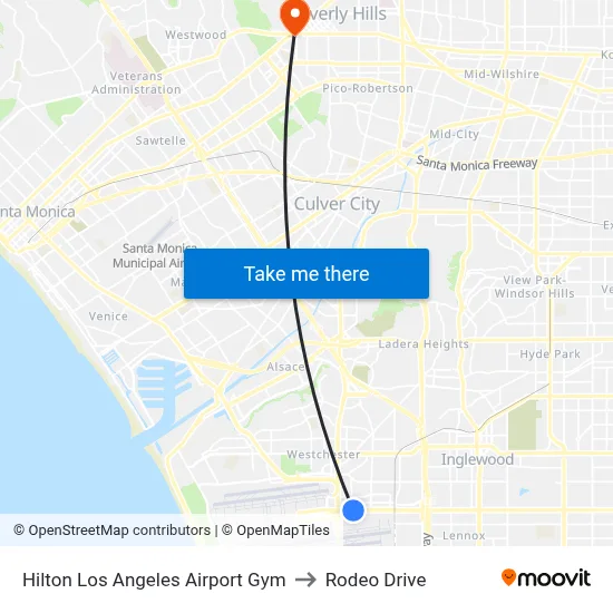 Hilton Los Angeles Airport Gym to Rodeo Drive map
