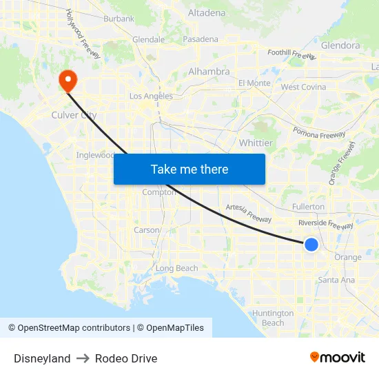 Disneyland to Rodeo Drive map