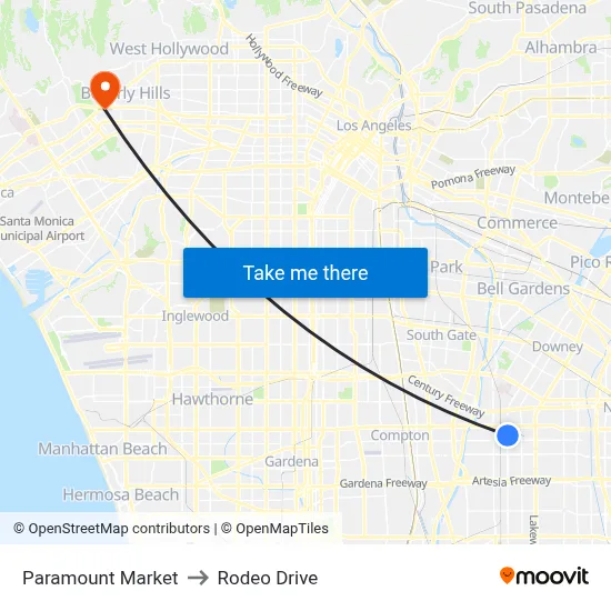 Paramount Market to Rodeo Drive map