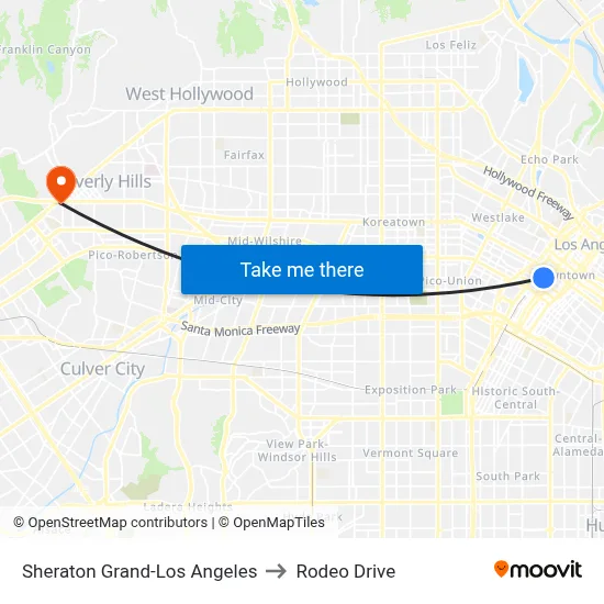 Sheraton Grand-Los Angeles to Rodeo Drive map