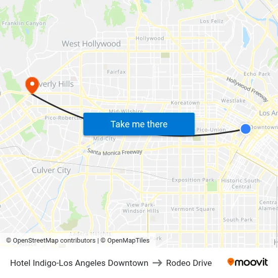 Hotel Indigo-Los Angeles Downtown to Rodeo Drive map