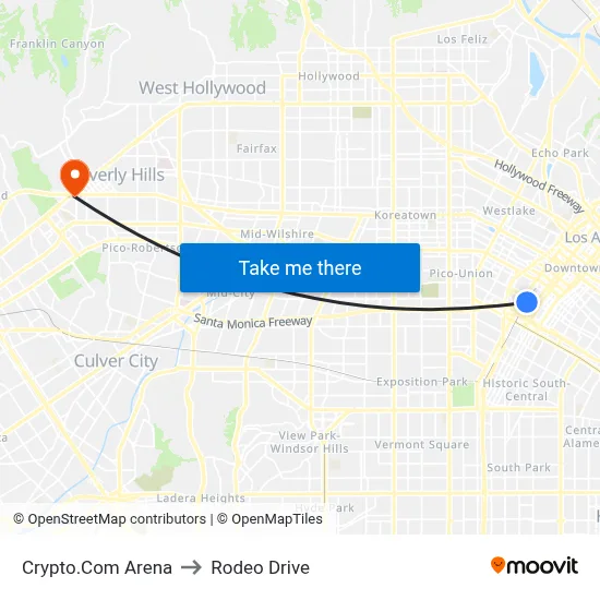 Crypto.Com Arena to Rodeo Drive map