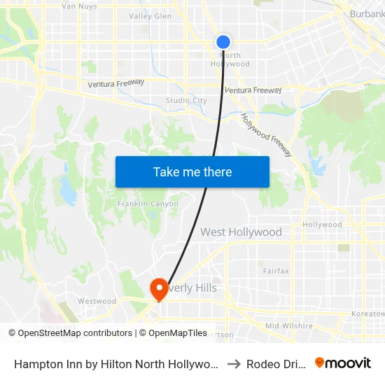 Hampton Inn by Hilton North Hollywood to Rodeo Drive map