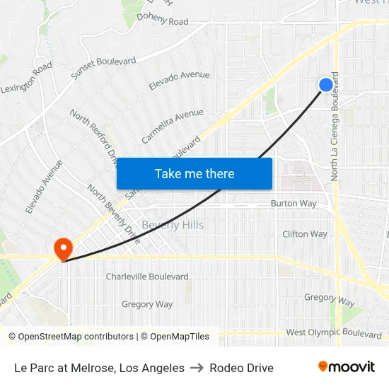 Le Parc at Melrose, Los Angeles to Rodeo Drive map