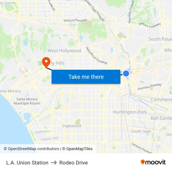 L.A. Union Station to Rodeo Drive map