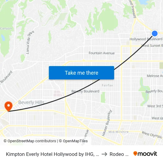 Kimpton Everly Hotel Hollywood by IHG, Los Angeles to Rodeo Drive map