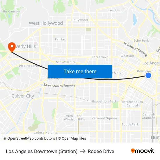 Los Angeles Downtown (Station) to Rodeo Drive map