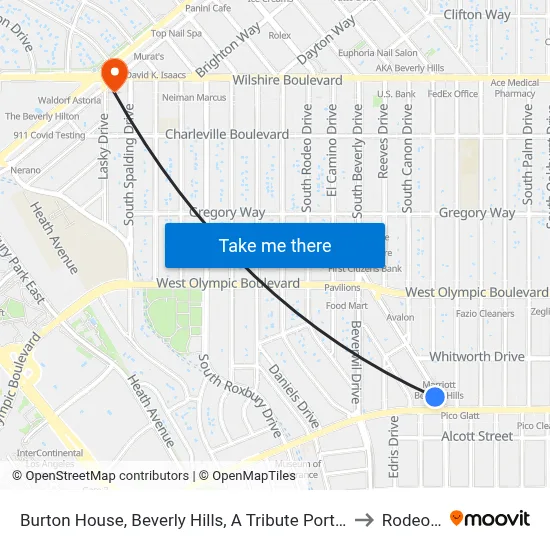 Burton House, Beverly Hills, A Tribute Portfolio Hotel, Los Angeles to Rodeo Drive map