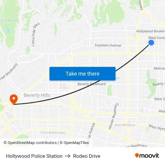 Hollywood Police Station to Rodeo Drive map