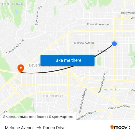 Melrose Avenue to Rodeo Drive map