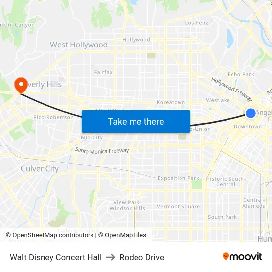 Walt Disney Concert Hall to Rodeo Drive map