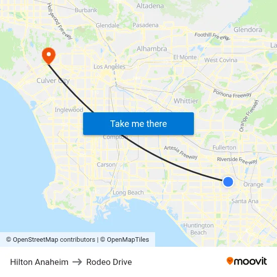 Hilton Anaheim to Rodeo Drive map