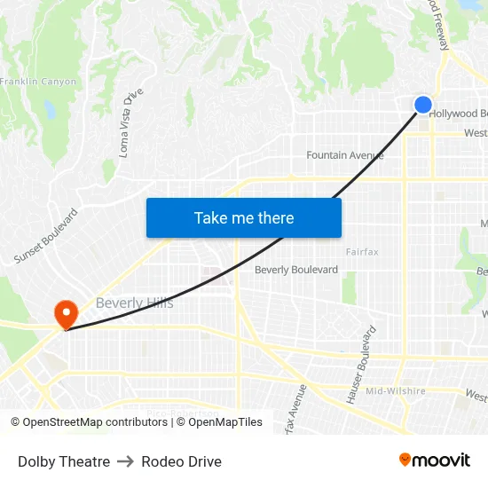 Dolby Theatre to Rodeo Drive map