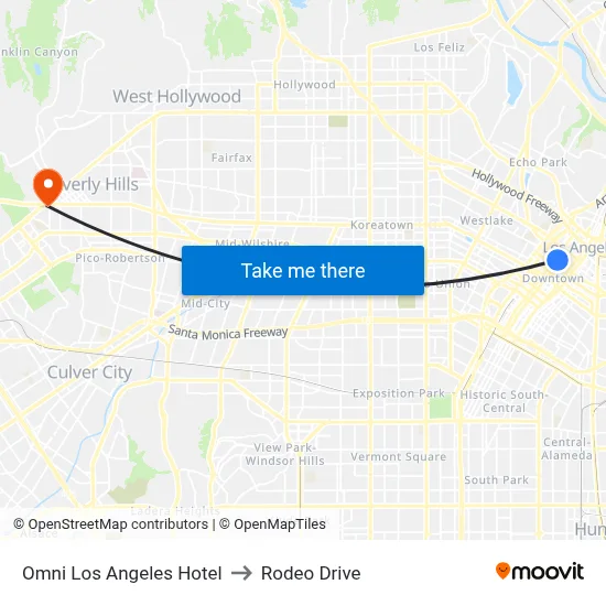 Omni Los Angeles Hotel to Rodeo Drive map