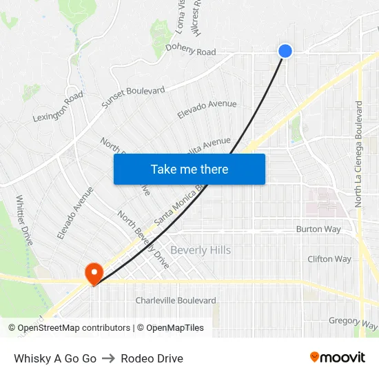 Whisky A Go Go to Rodeo Drive map