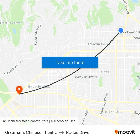 Graumans Chinese Theatre to Rodeo Drive map