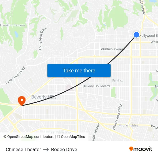 Chinese Theater to Rodeo Drive map