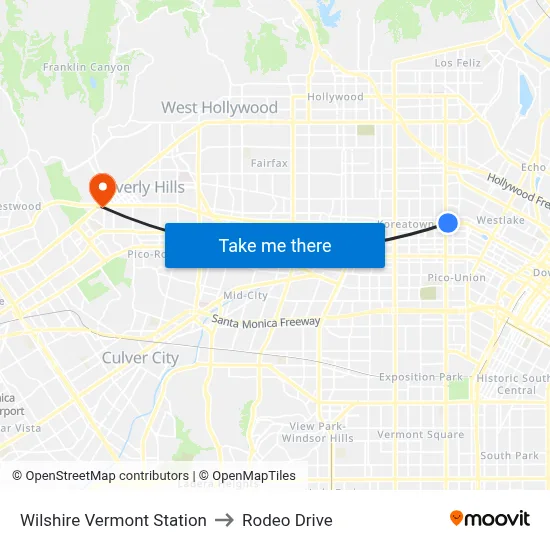 Wilshire Vermont Station to Rodeo Drive map