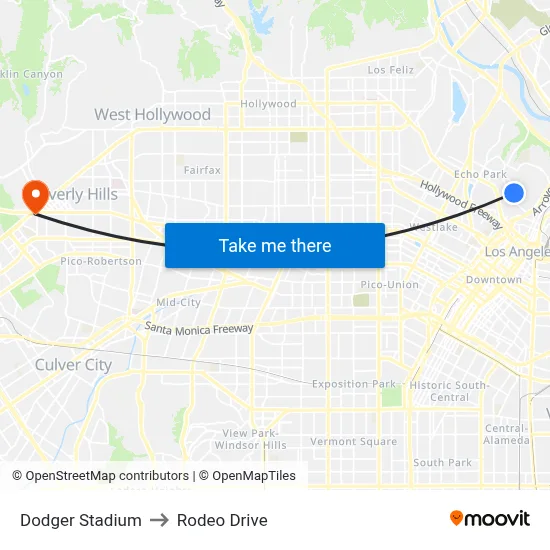 Dodger Stadium to Rodeo Drive map