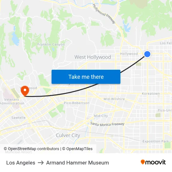 Los Angeles to Armand Hammer Museum map