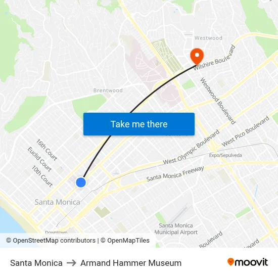 Santa Monica to Armand Hammer Museum map