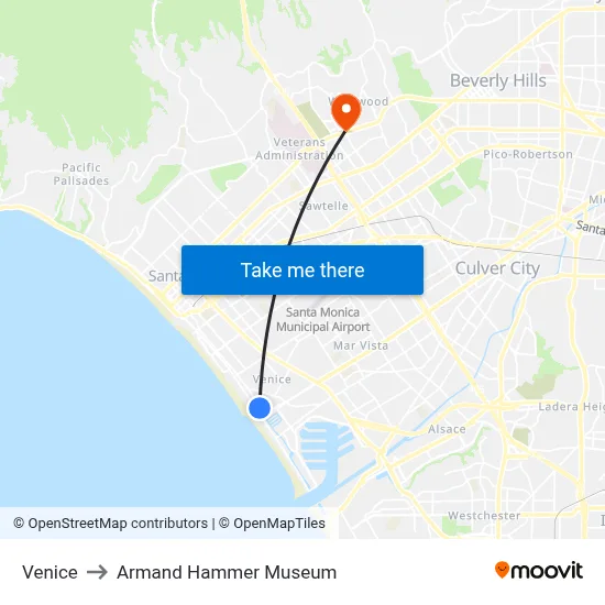 Venice to Armand Hammer Museum map